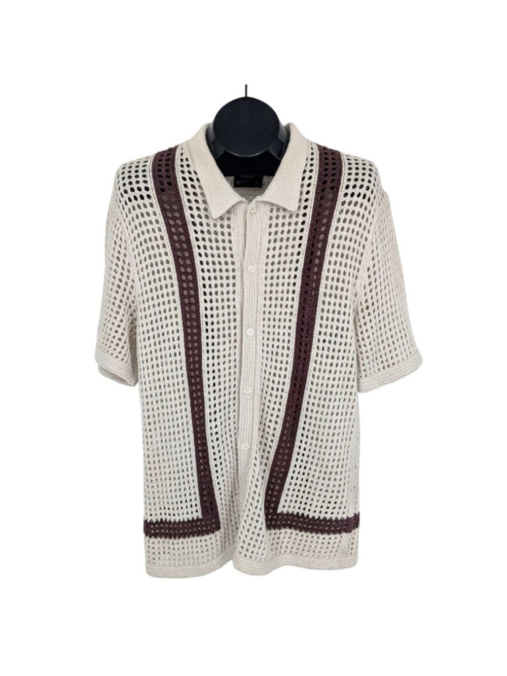 Abercrombie & Fitch Crochet Knit Button Up Shirt Coastal Festival Y2K 90s Medium